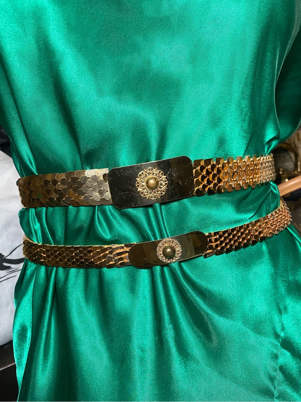 Vintage gold tone metal Belts